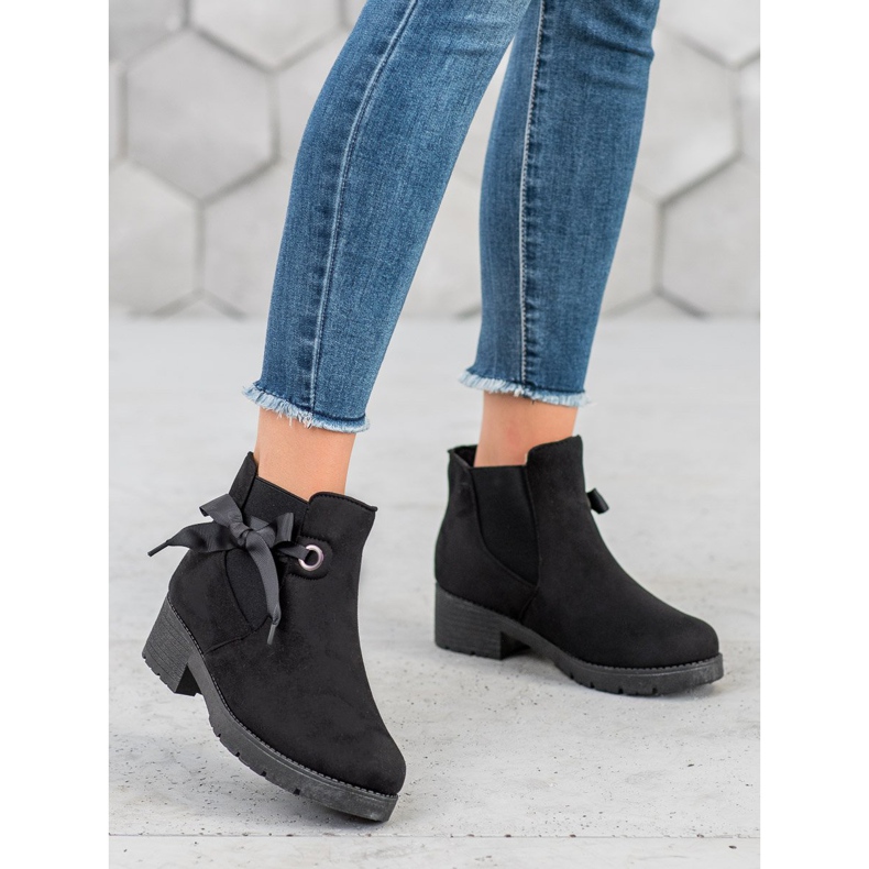 SHELOVET Slip-on-Booties mit Schleife schwarz 1