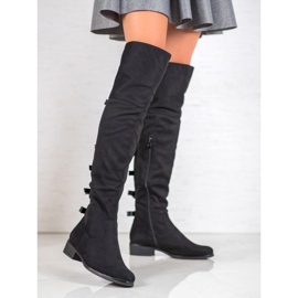 Forever Folie Wildleder-Musketiere mit Schleifen schwarz 2