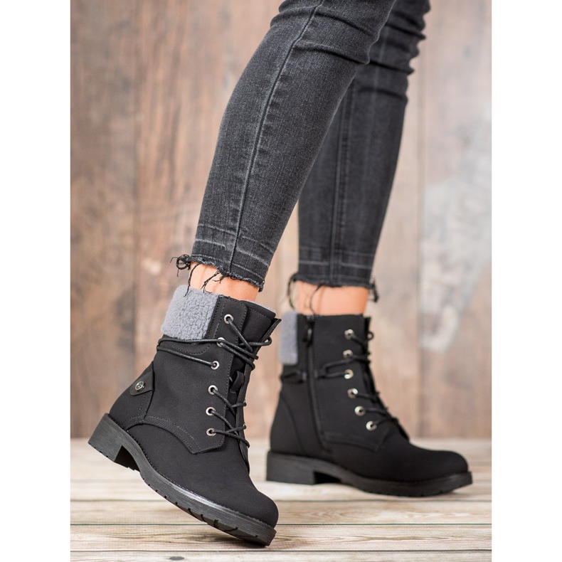 Kayla Trapper mit Schaffell schwarz 1