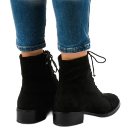 Schwarze flache Schnürstiefel für Damen 3127 3