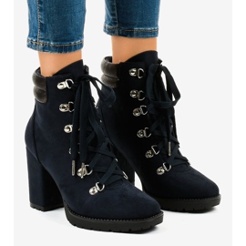 Marineblaue Trapper-Stiefeletten aus Wildleder am 8992 Post navy blau 1