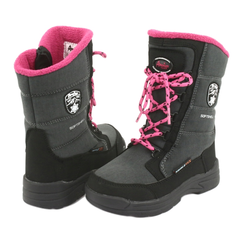 Schneestiefel mit American Club SN13 graue Membran schwarz rosa 4