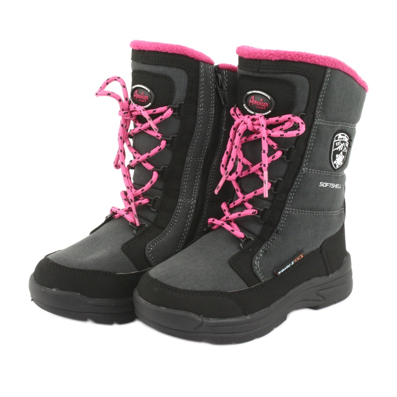 Schneestiefel mit American Club SN13 graue Membran schwarz rosa 3