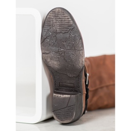 SHELOVET Braune Stiefel mit Ornamenten 1