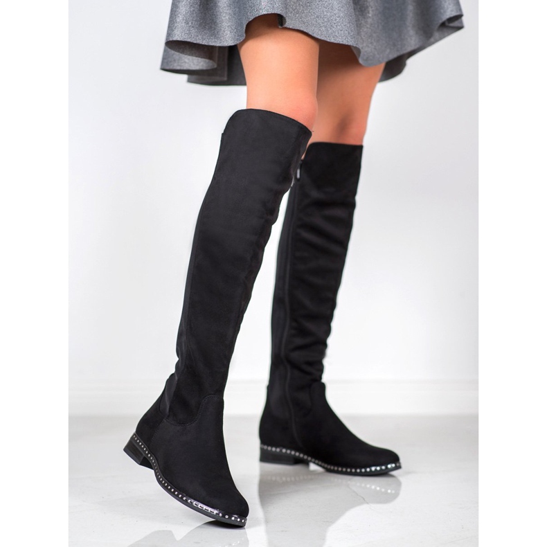Forever Folie Overknee-Stiefel mit Lycra schwarz 1