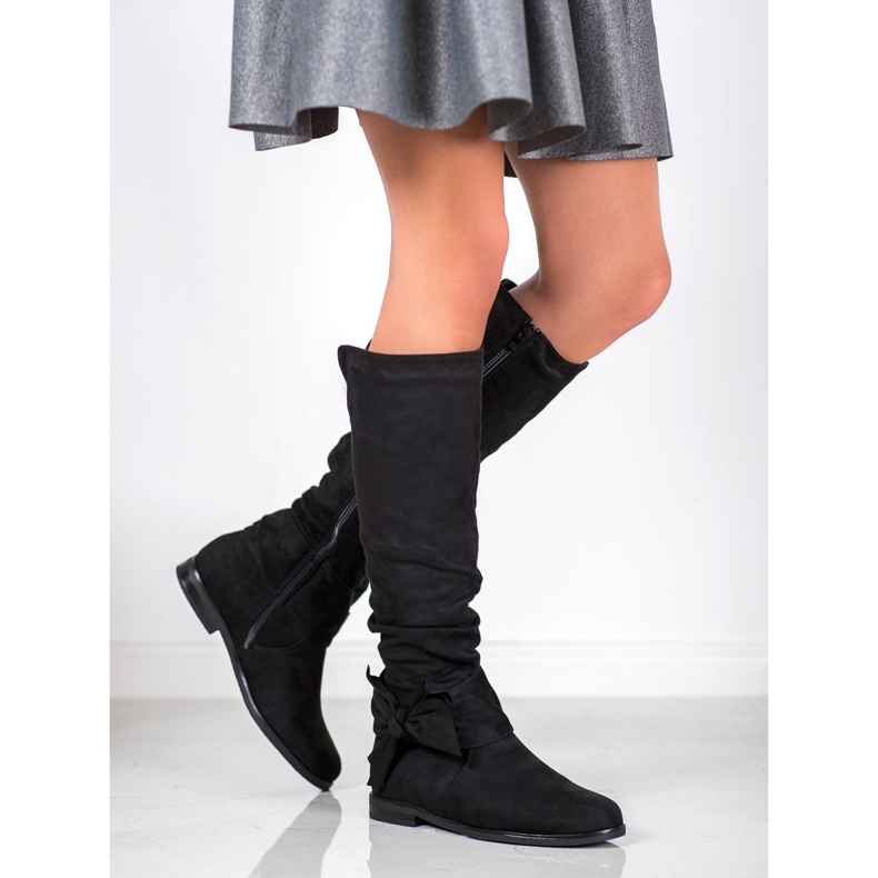 Forever Folie Stiefel mit Schleife schwarz 1