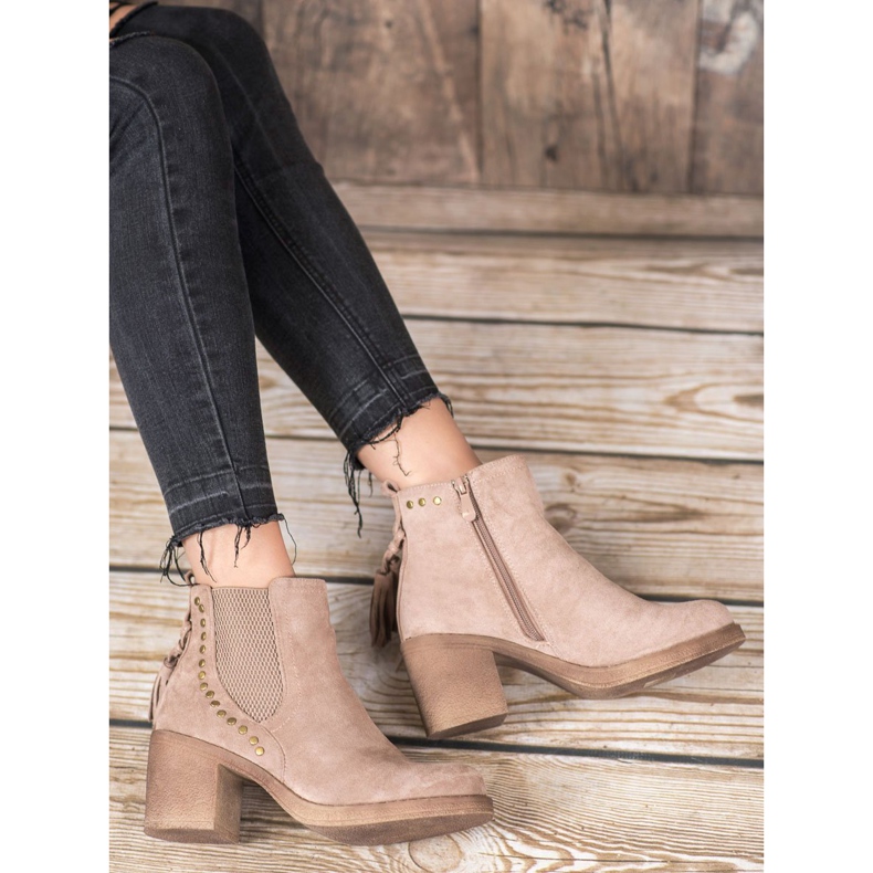 Small Swan Chelsea-Boots mit Fransen braun 1