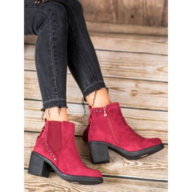 Small Swan Chelsea-Boots mit Fransen rot 1