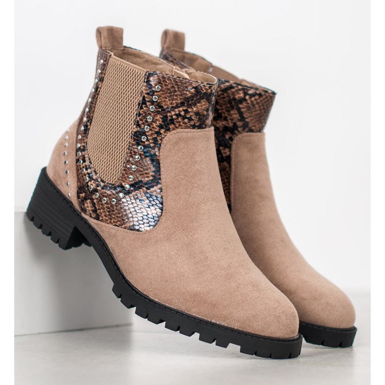 Small Swan Chelsea-Stiefel mit Schlangenmuster beige mehrfarbig 1