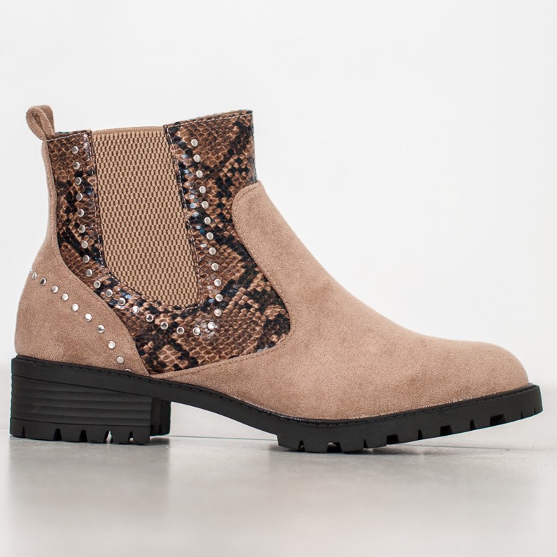 Small Swan Chelsea-Stiefel mit Schlangenmuster beige mehrfarbig 2