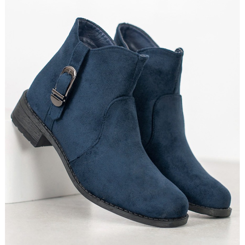 Small Swan Marineblaue Wildlederstiefel 1