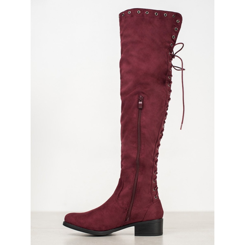 SHELOVET Wildlederstiefel mit Bindung rot 1
