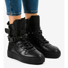 Schwarze flache Sneakers Y-025H 1