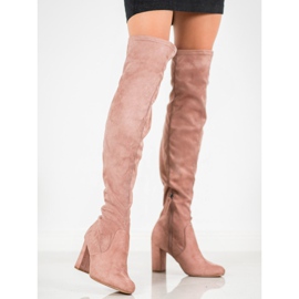 Corina Elegante Overknee-Stiefel rosa 1