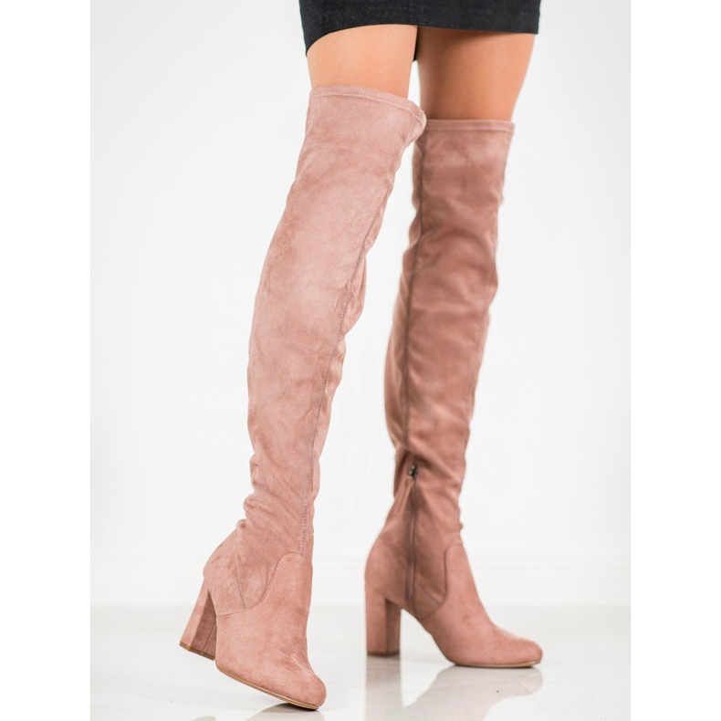 Corina Elegante Overknee-Stiefel rosa 1