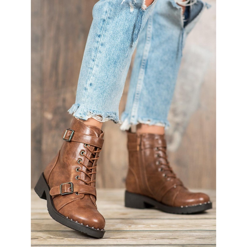 Cm Paris Schnürstiefel mit Schnalle braun 2