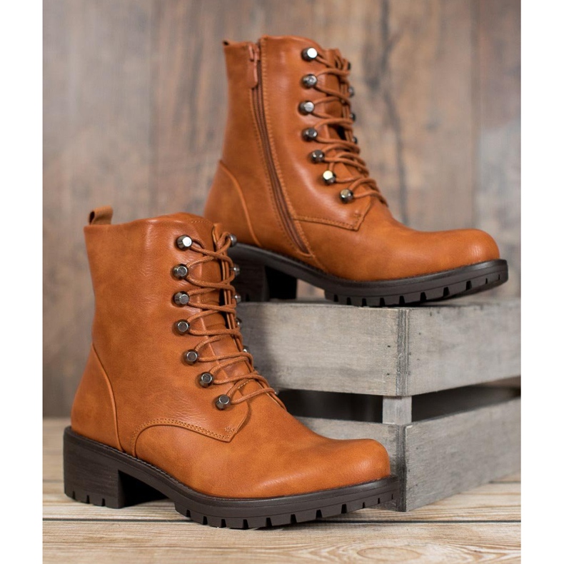 Kayla Rock Worker mit Öko-Leder braun 1