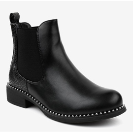 Schwarze flache Chelsea-Boots HQ100 1