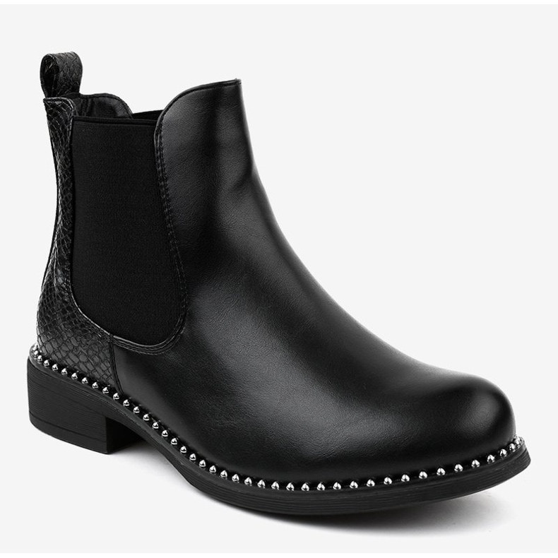 Schwarze flache Chelsea-Boots HQ100 1