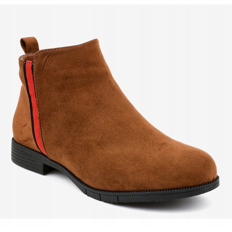 Flache Stiefeletten für Damen in Braun mit Fell C08 1