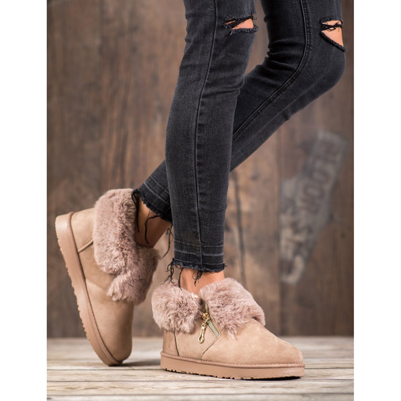 Kylie Niedriger Mukluki mit Pelz braun 1