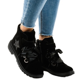 Schwarze Wanderschuhe mit Stern TL51-1 2