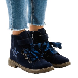 Marineblaue Wanderschuhe mit Stern TL51-2 1