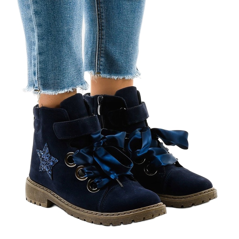 Marineblaue Wanderschuhe mit Stern TL51-2 navy blau 1