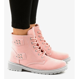 Flache Stiefel aus Wildleder in Rosa TL93-4 2