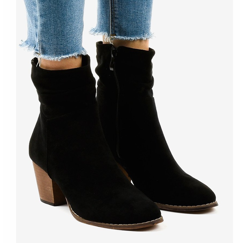 Schwarze Wildleder Cowboystiefel E2250 1