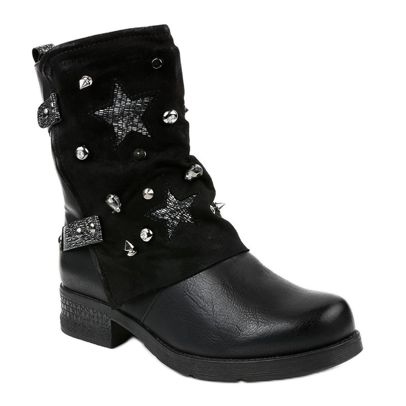 Stiefeletten mit flachem Stern in Schwarz 8085 1