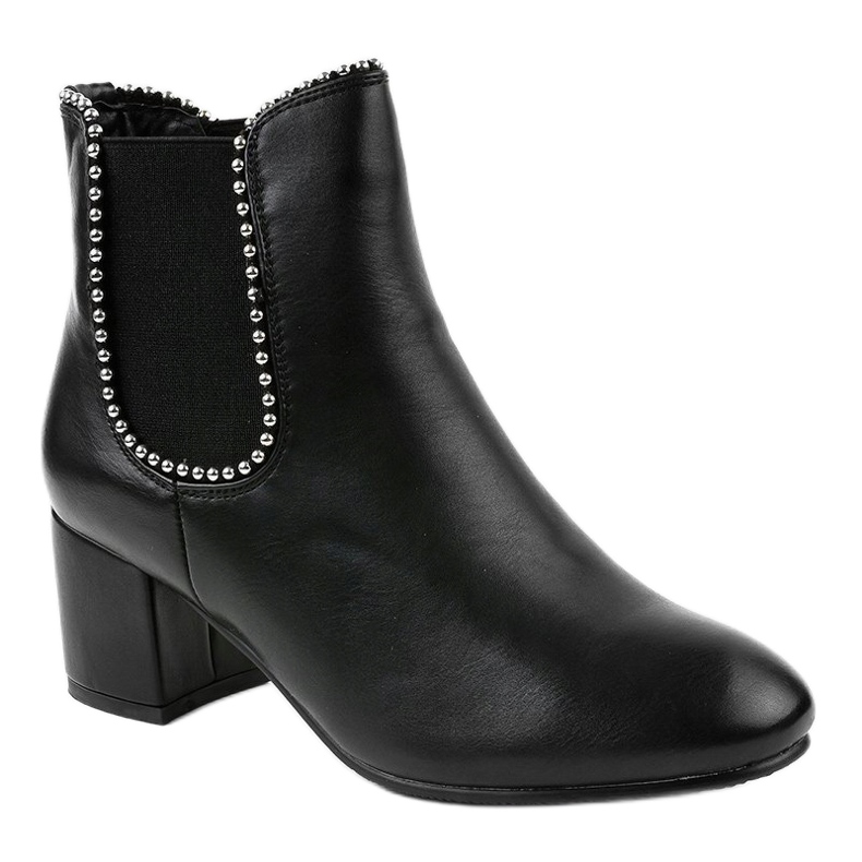 Schwarze Stiefeletten mit Gummizug KL-615 1