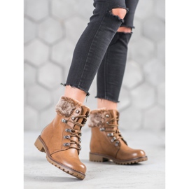 SHELOVET Gebundene Trapper mit Fell braun 1