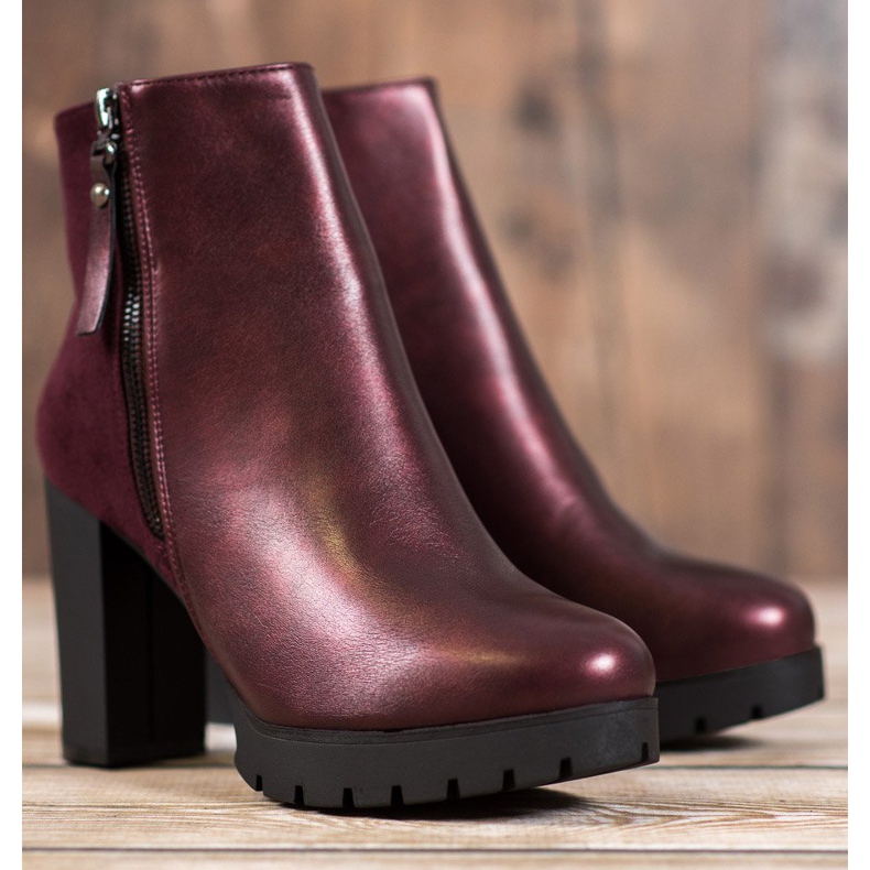 Bestelle Burgunder Booties auf der Plattform rot 1