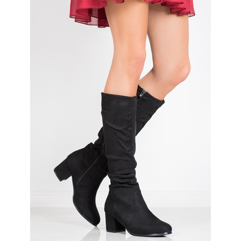 Wilady Klassische Wildlederstiefel schwarz 1