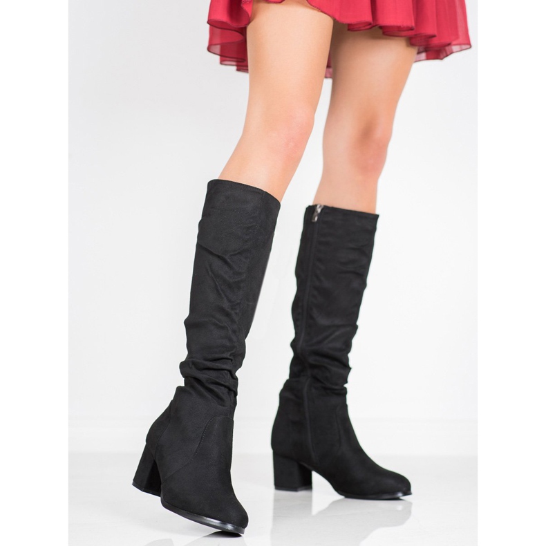 Wilady Klassische Wildlederstiefel schwarz 2