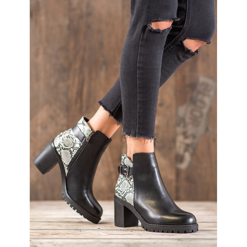 Seastar Plateaustiefel mit Schlangenprint schwarz 1