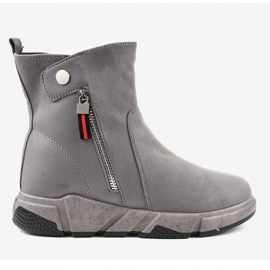 Graue, isolierte Schneestiefel aus Wildleder KFS-506 1