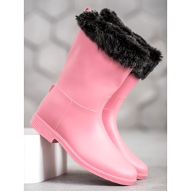 SHELOVET Regenstiefel mit Fell rosa 1