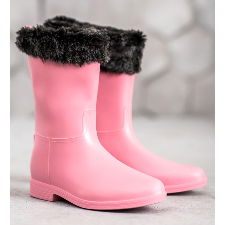 SHELOVET Regenstiefel mit Fell rosa 2