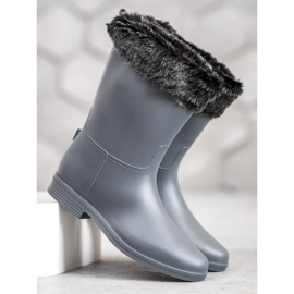 SHELOVET Regenstiefel mit Fell grau 1