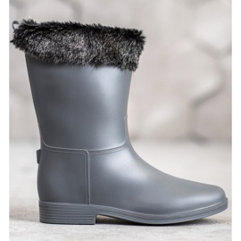 SHELOVET Regenstiefel mit Fell grau 2