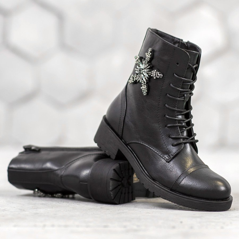 SHELOVET Klassische Arbeiter mit Kristallen schwarz 1