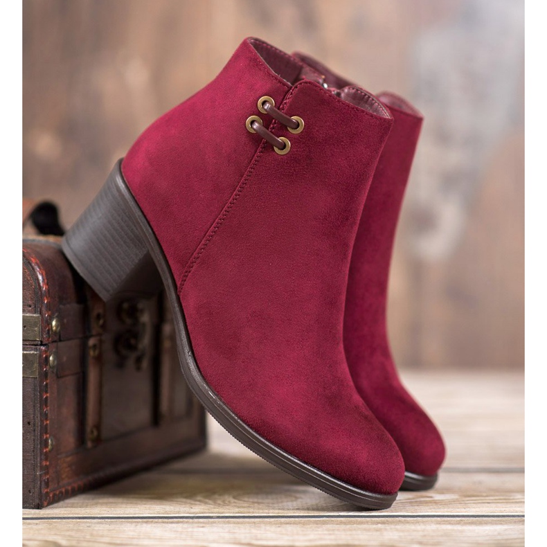 Clowse Burgunder Booties auf der Post rot 1