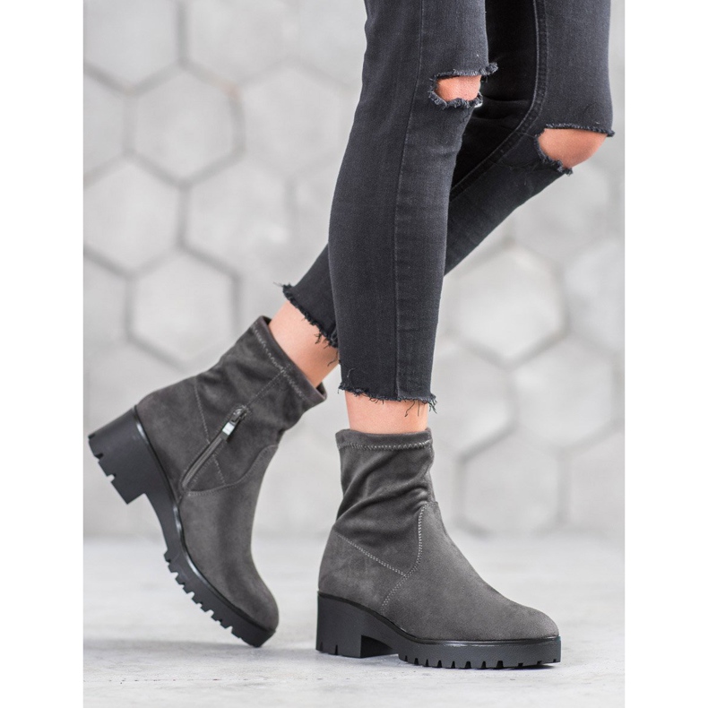 SHELOVET Graue Booties auf der Plattform 1