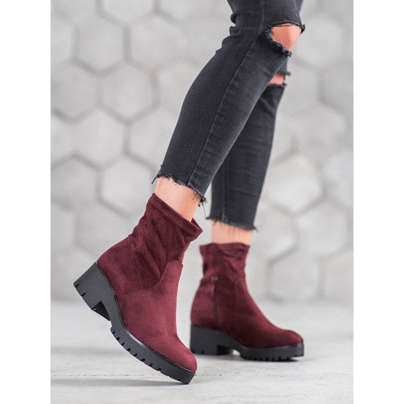 SHELOVET Burgunder Booties auf der Plattform rot 1