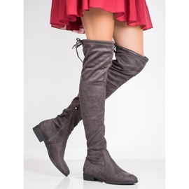 SHELOVET Graue Overknee-Stiefel 2