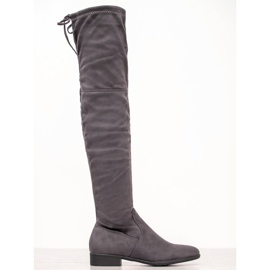 SHELOVET Graue Overknee-Stiefel 1