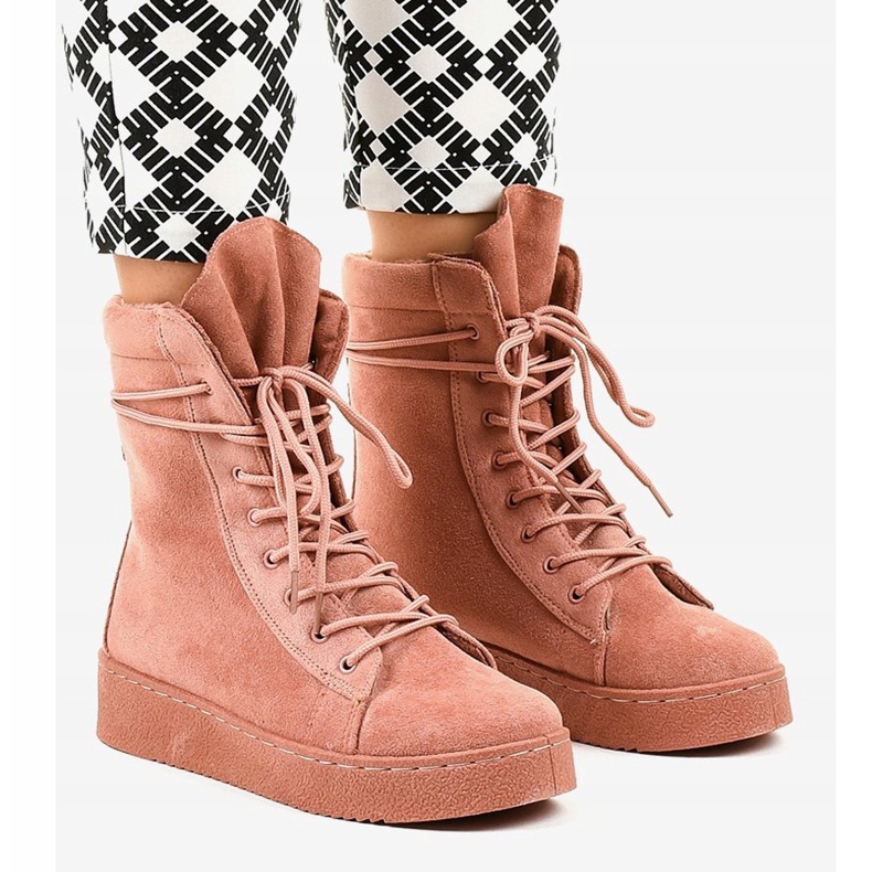 Flache Stiefel aus Wildleder in Rosa 7-3727B 1