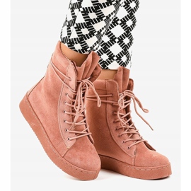 Flache Stiefel aus Wildleder in Rosa 7-3727B 2